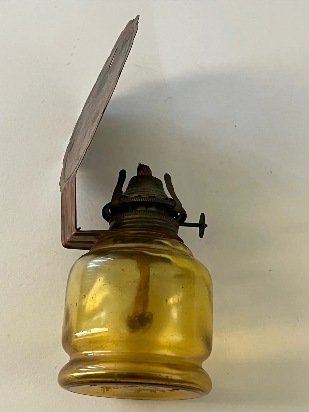 Vintage Salem Lamp Amber Glass Wall Mount Oil Lamp Made In Japan Kerosene Sconce